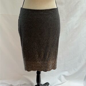 Beautiful light grey sequins pencil skirt with  a scalloped hem.Size 2P- Talbots